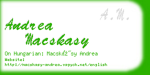 andrea macskasy business card